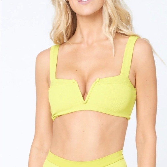 Nwt L*SPACE Lee Lee Bikini Top Apple Green - Picture 1 of 6